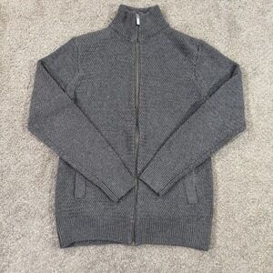 7Diamonds Full Zip Textured Knit Sweater Size S Gray Soft Stretch Mock Neck
